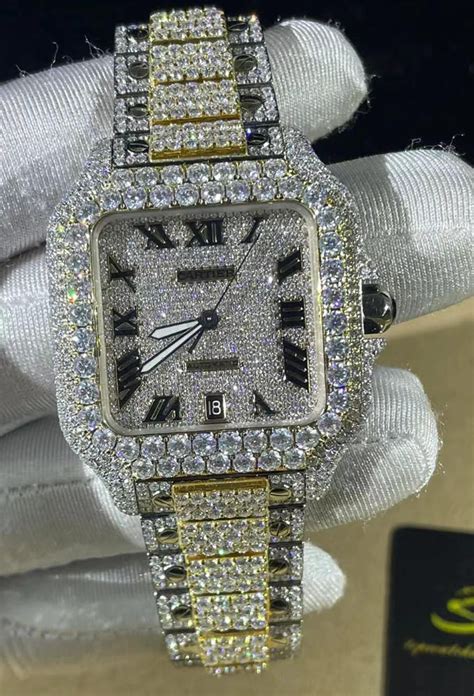 iced out mens watch fake|moissanite bust down watch.